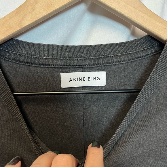 Anine Bing Charcoal Los Angeles 100% Cotton Eagle Tee - Picture 7 of 10
